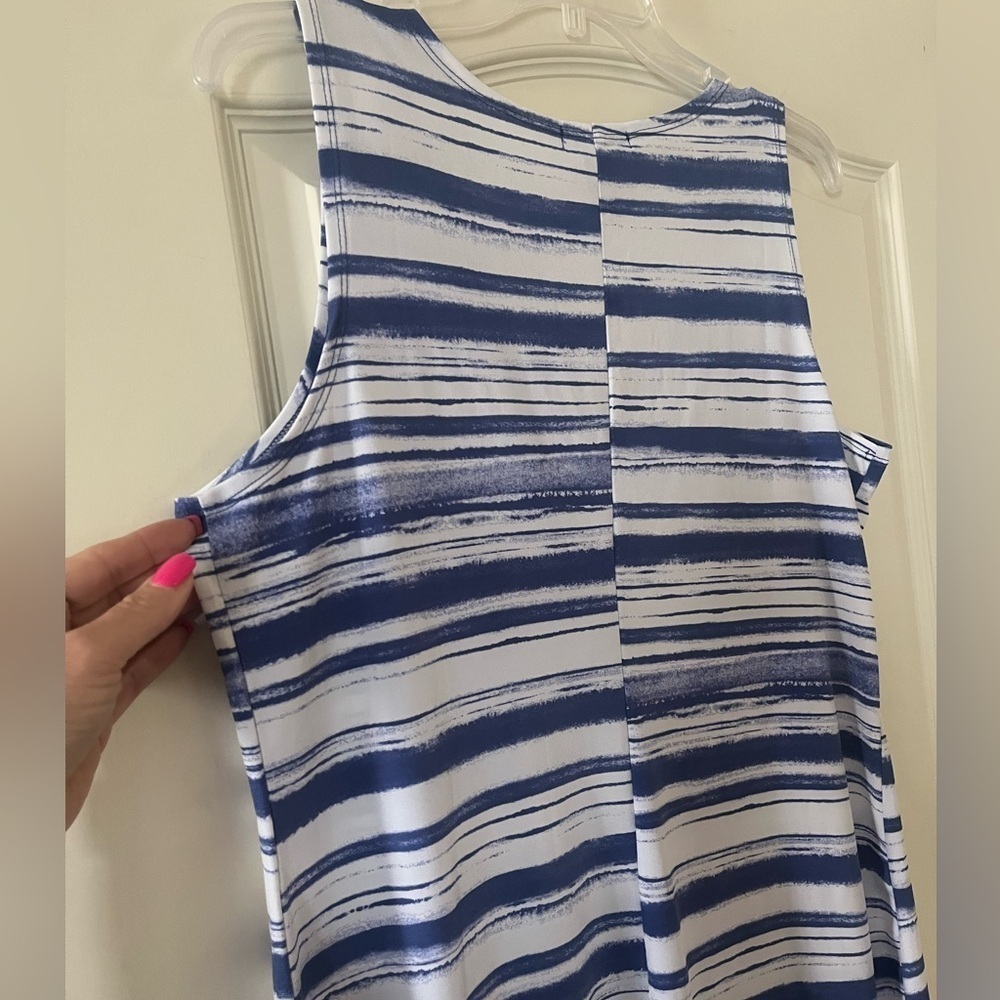 Susan Lawrence Striped Blue and White Women's Top size Large - Picture 3 of 13